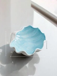 3pcs/1pc 5.51*2.36*2.76 Inch Sky Blue Shell Shaped Jewelry Tray & Key Bowl, Ceramic Jewelry Storage Tray. Birthday Gift, Graduation Gift - Multicolor - View 7
