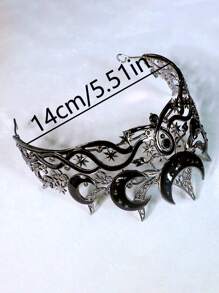 Kronen-Haarteil Haarschmuck, Mond Stern Sonnen Göttin Haarspangen, mit Strass verzierte Krone, universell für Damen und Herren