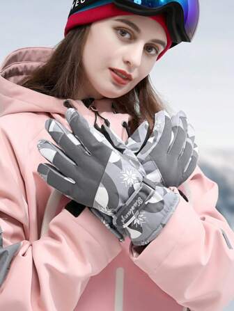 1 Pair Warm Winter Ski Gloves, Velveteen Outdoor Riding Gloves, Thick & Windproof Touchscreen Gloves For Autumn/Winter, Hand Warmer, Winter Gloves, Snow Gloves, Suitable For Snowboarding