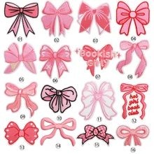 1 Piece/4 Pieces Of Bowknot Design Embroidery Hot Stamping Patch, Iron On Letters For Clothing,Iron On Patches, Suitable For DIY Clothing And Accessories - Hats, Jeans, Dresses, With Unique And Cute Cartoon Embroidery Stickers, Hot Stamping Cloth T-Shirt Bags, Shoe Clothing Stickers, Embroidery Cloth Stickers, Sewing