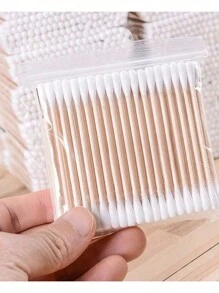 500/400/300/200/100pcs High Quality Double-Headed Cleaning Swabs, Beauty Salon Buds, Cosmetic Wooden Cleaning Swabs, Beauty And Personal Care Tips, Round Disposable Ear Cleaning Swabs For Home Use, Suitable For Ear And Nose Cleaning, Multipurpose Beauty And Cleaning Tool, High Quality Beauty Tool