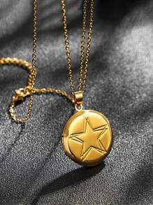 Customized Necklace, Fashionable Couple/Bestie Necklace With Smooth Pentagon Star Pendant, Commemorative Gift For Friends And Loved Ones