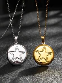 Customized Necklace, Fashionable Couple/Bestie Necklace With Smooth Pentagon Star Pendant, Commemorative Gift For Friends And Loved Ones