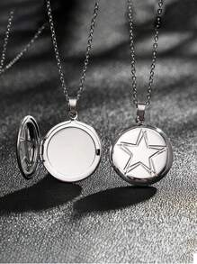 Customized Necklace, Fashionable Couple/Bestie Necklace With Smooth Pentagon Star Pendant, Commemorative Gift For Friends And Loved Ones