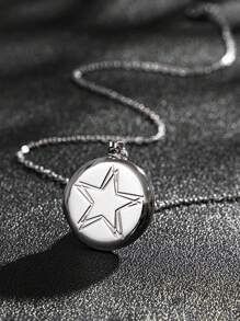 Customized Necklace, Fashionable Couple/Bestie Necklace With Smooth Pentagon Star Pendant, Commemorative Gift For Friends And Loved Ones