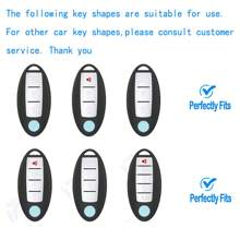 For Nissan Key Fob Cover With Leather Keychain Soft TPU 360 Degree Protection Key Case For Altima Maxima Rogue Armada Pathfinder Smart Key 3 4 5-Button - Black+woven rope - View 2