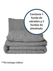 Juego de Funda Duvet King  Forma de Líneas. Solo Cubierta de Edredón con Cierre de Botones, Incluye 2 Fundas de Almohada. Bluelander. - Gris - Ver 3