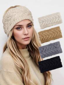 3 Pieces Chunky Knit Headbands Braided Winter Headbands Ear Warmers Crochet Head Wraps For Women Girls