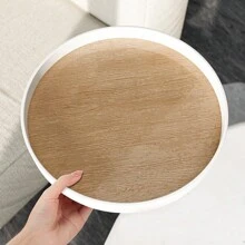 1 pezzo Vassoio decorativo rotondo moderno e minimalista con motivo in legno bianco, adatto per uso quotidiano nel soggiorno, ingresso, regali per donne, per il rientro a scuola