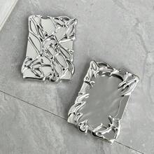Soporte para tarjetas de fotos con forma metálica plateada, funda especial para tarjetas con baño electrolítico estilo Kpop, mejor regalo