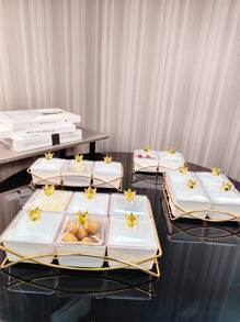 1 Set Iron Gray With Pure White Lid Dishes, Casual Household Items - Bridge Type Pure White Dish Crown Top - View 5