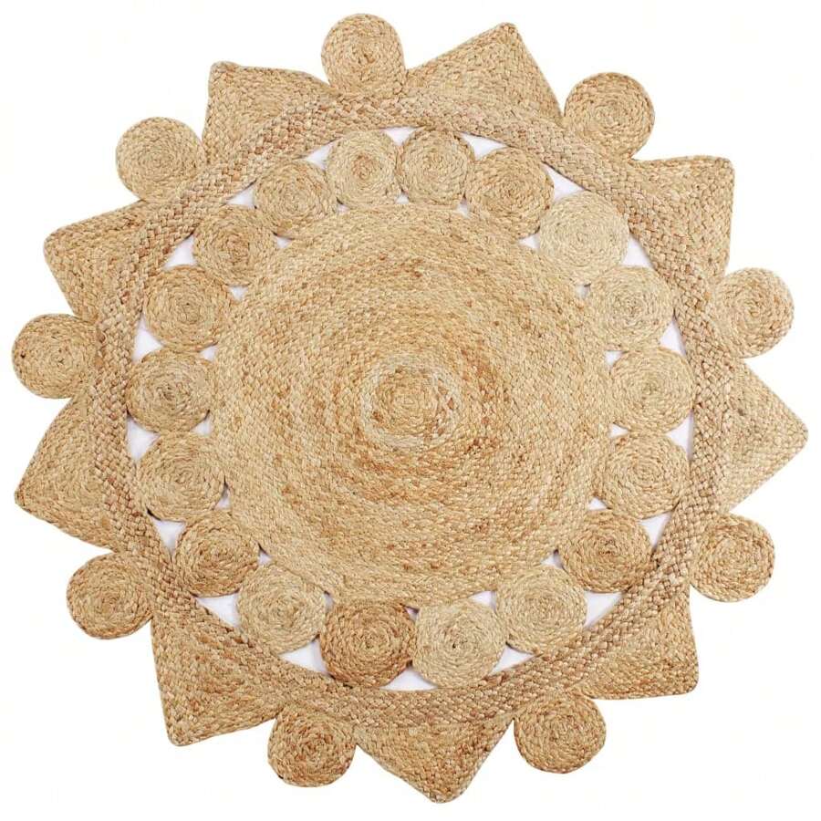 Braided Handmade Circular Area Rug 150cm Natural Fiber Ecofriendly Decor - Brown - View 1