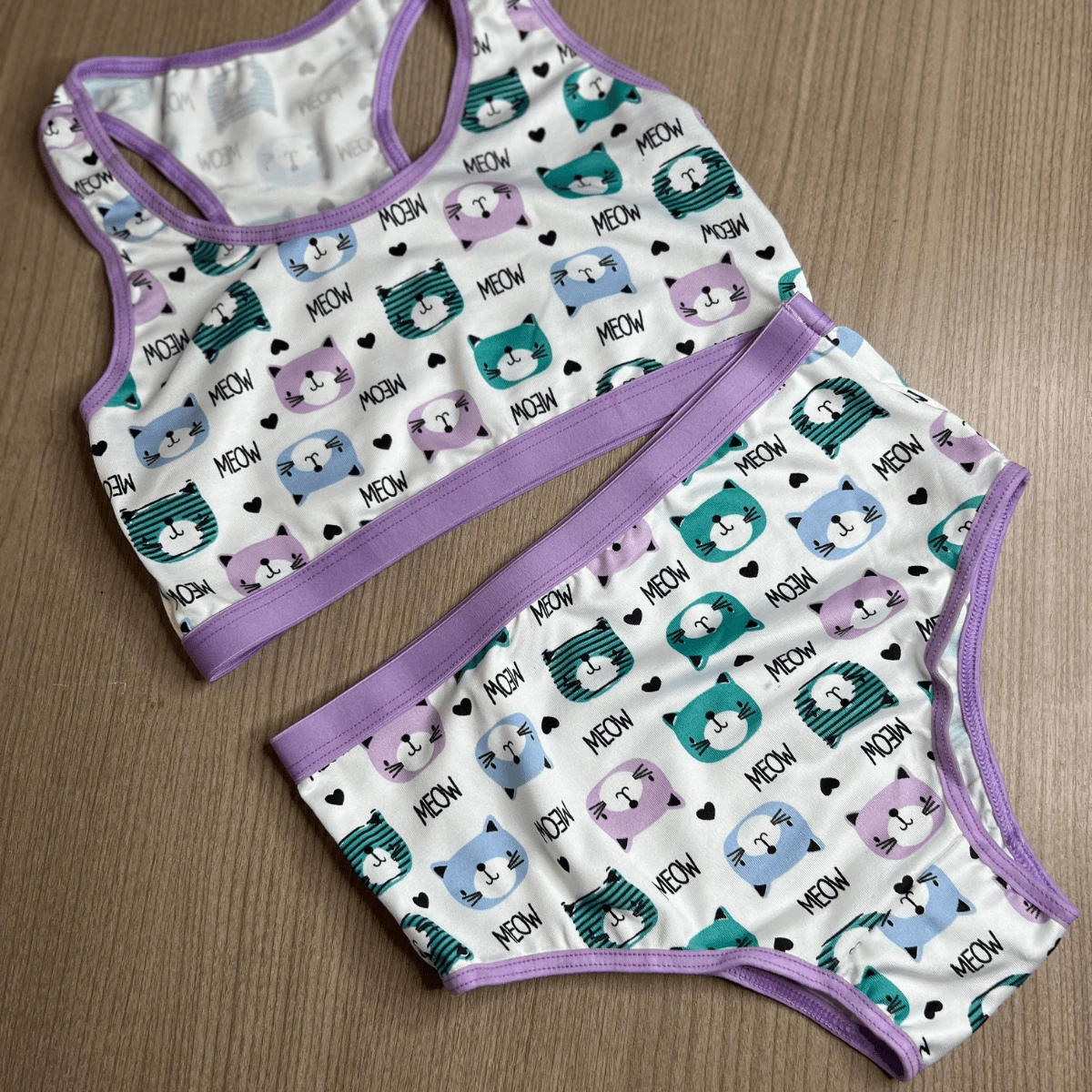 Kit 3 Youth Set Children's Panties Bra Racerback Top With Lining - Nhiều màu - Xem 1
