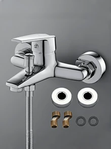 1PC Stainless Steel Washroom Shower Hot And Cold Faucet, Bathroom Toilet Bathroom Tub Water Mixing Valve, Concealed In The Wall Triple Connection Faucet. Zinc Alloy Triple Valve Mixer Tap For Bathtub Shower, High-Pressure Water Control, No Electricity Needed, Easy Installation
