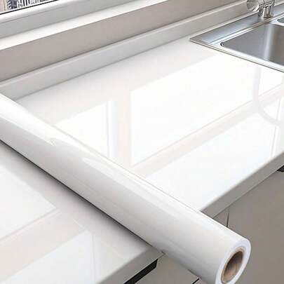 可移除光面壁纸 - 防水、防油乙烯基材质，适用于厨房、浴室、家具和家电 - 易于粘贴和移除