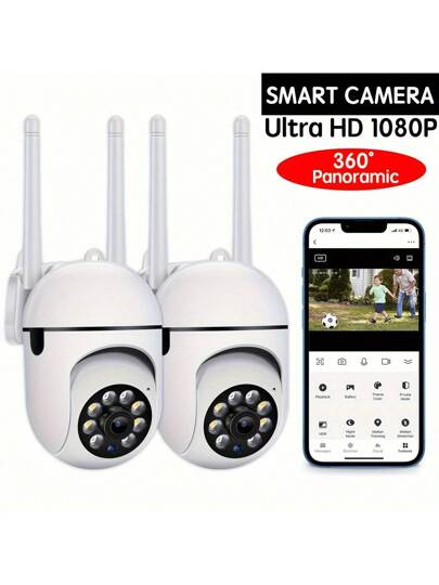 /1pc 1080P HD Rotatable Audio Camera, 2.4G Wireless Wifi Security 4X Human Motion Tracking 355° View, Home Monitoring, Elderly Child Care, Night Vision, Powered By USB Cable, Support Cloud Storage Memory Card (Not Included, Need To Purchase)