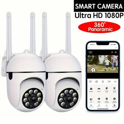 4pcs/1pc 1080P HD Rotatable Audio Camera, 2.4G Wireless Wifi Security Camera, 4X Human Motion Tracking And 355° View, For Home Security And Monitoring, Elderly And Child Care, With Night Vision, Powered By USB Cable, Support Cloud Storage And Memory Card (Not Included, Need To Purchase)