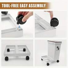 24L Wheeled Double Compartment Trash Can With Removable Push-To-Open Lid, Plastic Sorting Bin For Kitchen Recycling - PP - View 8