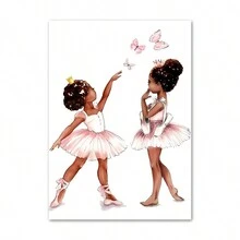 1 件无框，Acquerello 芭蕾舞女孩蝴蝶翅膀 Nome Personalizzato 墙壁艺术帆布画海报印刷图片女孩房间幼儿园家居装饰 - 彩色 - 查看 13