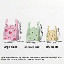 超值装 50/100 件一次性背心式袋、购物袋、塑料手提袋、包装袋、水果袋、礼品袋、卡通包装袋、强承载力垃圾袋，适用于商店、厨房、浴室、家庭、家居用品 - 彩色 - 查看 4