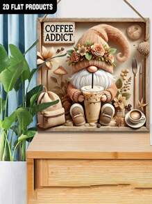 Charming Vintage Dwarf Cafe Logo - 7.9"X7.9" Square Wooden Wall Plaque, Suitable For Home, Garden And Living Room Decor - Perfect Gift For Friends,Home Decor ,Room Decor,Wall Decor Gifts Birthday Graduation Kitchen Decor - Multicolor - View 5
