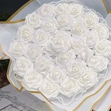1 pieza Ramo de rosa eterna de brillo personalizable DIY (sin decoraciones como mariposas, perlas falsas, etc. en la imagen) - Incluye ramo, tallo, texto personalizable para la cinta y papel de envoltura exterior. Un gran ramo de regalo para ocasiones diversas. De alta calidad, estilo personalizado, único, regalo ideal para ella, novio, novia para el Día de San Valentín, aniversarios, bodas. Sala de estar, hogar, multifuncional, ornamental, reutilizable, exquisito, de estilo, de alta calidad, colorido, moderno, personalizado, único, regalo ideal para él, ella, novio, papá, novia, mamá, familia, amigos, sala de té, hogar, jardín, oficina, para aniversarios, para el Día de San Valentín, para el Día de la Madre, para cumpleaños, para el Día del Padre, para graduación, para bodas, para cambio de casa