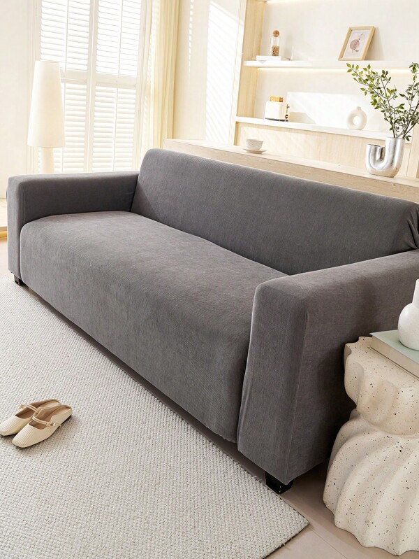 1 pièce Housse de canapé texturée de couleur unie, housse de canapé stretch minimaliste moderne antidérapante, adaptée pour les animaux de compagnie pour le salon, la chambre, le bureau et toutes les saisons, lavable en machine