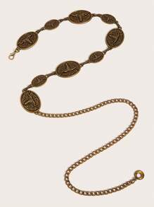 1 New Bronze Bull Street Iron Alloy Women's Belt For Four Seasons Dress Decoration Matching Waist Shaping Fashion All-Match Pure Metal Belt Suitable For Daily Use