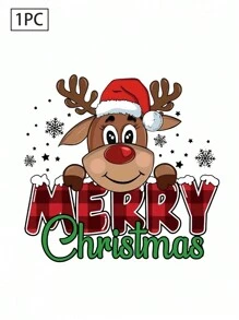1 包儿童卡通休闲百搭趣味个性化圣诞麋鹿印花触摸贴片。可洗混色贴花。适用于服装、热转印 DIY 装饰贴片、可洗高弹牛仔运动衫、帽子、T 恤、包、枕头、地毯、旗帜、绘画等。圣诞节、感恩节、返校季、生日礼物。 - 彩色 - 查看 1