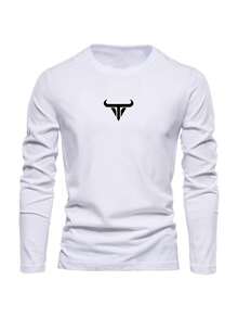 3 件装男士休闲日常字母印花长袖 T 恤，秋季 - 彩色 - 查看 5