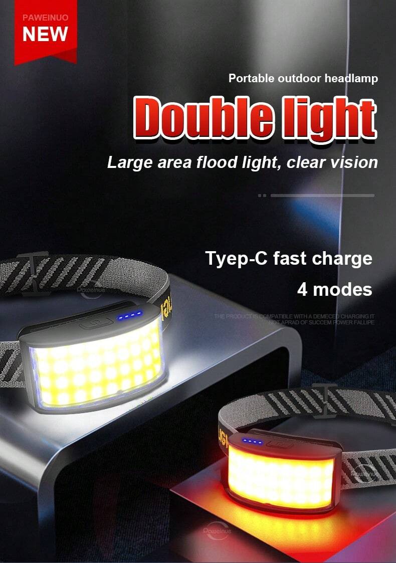 2 Torce Frontali Babacom Ricaricabili - LED Luminoso, Sensore Movimento, Impermeabile IPX6 Per Sport - Foto 8