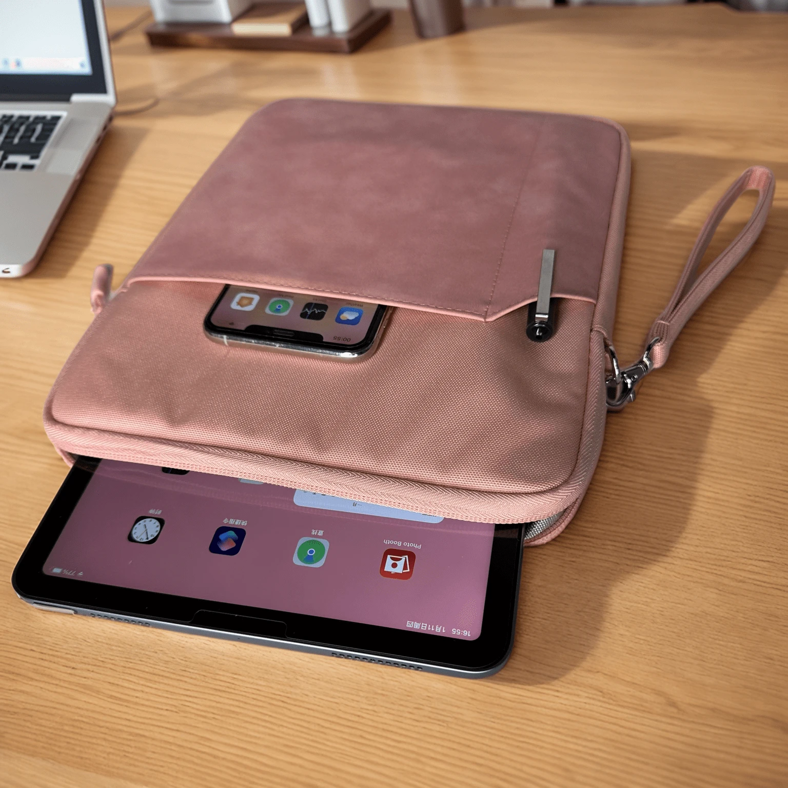 7-8英寸/9-11英寸/12.9-13英寸平板电脑保护套，兼容苹果、Galaxy Tab、Kindle、安卓平板电脑，防水，带提手和前袋，粉色