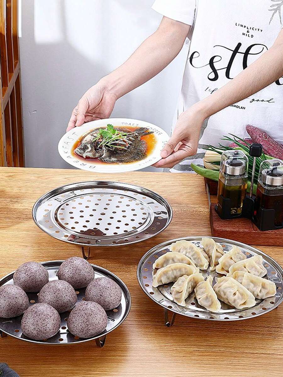 1 件不锈钢蒸盘，加厚隔水蒸架，食物蒸锅架，厨房蒸盘架