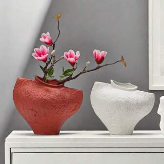 复古侘寂风格陶瓷花瓶创意客厅插花花瓶艺术餐桌水培摆件异形花瓶家居装饰