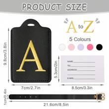 Personalized Initial Luggage Tags For Suitcases, Chenille Letter Cute Luggage Tags With Privacy Cover Name Card, Embroidered Luggage Travel Bag Tags Gifts For Women Kids Teens,Christmas Gifts Summer Black Travel Essentials Workout School Supplies Camping Holiday Essentials Vacation Accessories Travel Accessories Cruise Suitcase Tag Bag For School School Accessories School Stuff