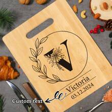 Tábua de Corte de Bambu Personalizada - 26 Opções de Padrão de Letra, Perfeita para Feriados, Aniversários, Aniversários e Mais - Presente Decorativo de Cozinha Elegante e Durável