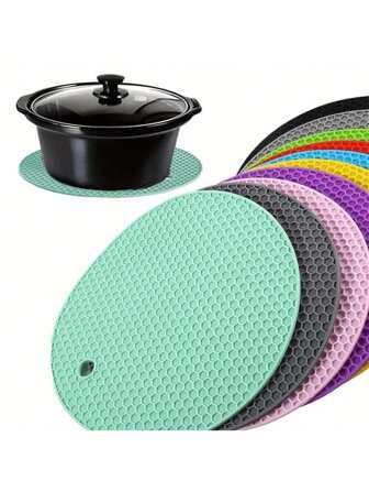 Set de 6 piezas/4 piezas/2 piezas de salvamanteles redondos multifuncionales resistentes al calor, agarraderas antideslizantes y manteles de mesa, adecuados para accesorios de restaurante y mantas de picnic - Ideales para el hogar, reuniones al aire libre y picnics; manteles ligeros y portátiles para un uso fácil!
