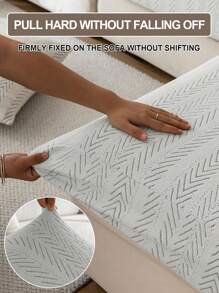 1 件摇粒绒鱼骨图案沙发帽带弹力全包通用套装，防猫抓防滑沙发垫，四季通用盖巾 - 灰色 - 查看 10