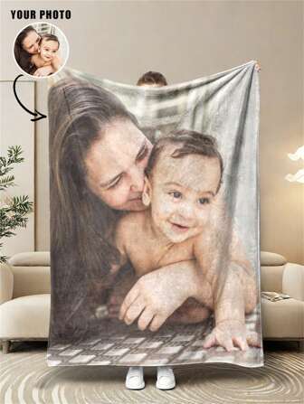 1pc Customized Photo Blanket, Personalized Photo Blanket, Family Photo, Pet Photo, Couple Photo Custom, Mother's Day Gift, Father's Day Gift, Gift For Mom/Dad, Office, Office Blanket, For Office, Room, Custom Blanket Photo, Blanket, Couple, Custom, Personalized Gifts, Mom, Room Decor, Blanket, Book, Mother's Day Gift, Mom, Mother's Day Gift, Travel Blanket, Custom