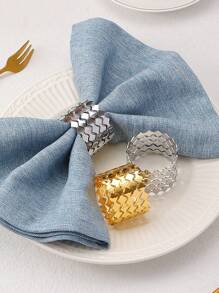 Wave Shaped Napkin Ring, Creative Geometric Mouth Cloth Scarf Buckle, Stainless Steel Hollow Napkin Ring -4cm/1.58in, Family Gatherings, Dinner Parties, Seasonal Gourmet Table Decorations, Valentine's Day And Holiday Parties -4 Gold And Silver -4cm