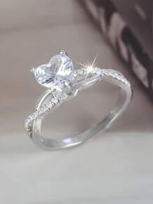 1 pieza Anillo de mujer con forma de corazón con 12 piedras de nacimiento del zodíaco, elegante y romántico, adecuado como regalo de San Valentín, aniversario, regalo romántico para tu pareja, boda y compromiso