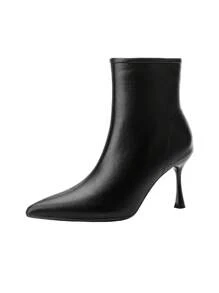 2024 Autumn/Winter New Fashion Women Pointed Toe Stiletto High Heel Short Boots, Side Zipper Ankle Boots, Boots
