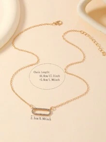 1pc colar com pingente quadrado de strass feminino, adequado para ocasiões casuais e de namoro