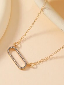 1pc colar com pingente quadrado de strass feminino, adequado para ocasiões casuais e de namoro