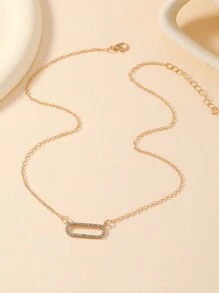 1pc colar com pingente quadrado de strass feminino, adequado para ocasiões casuais e de namoro