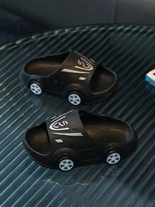 Fashionable Non-Slip Indoor Cute Cartoon Car Toddler Slippers - Black - View 4