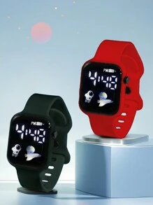 2 Stücke/1 Stück neue LED Digital Astronaut Flugzeug Uhr, minimalistisch und mehrfarbig, geeignet als Halloween, Weihnachts-, Geburtstagsggeschenk, Partneruhr