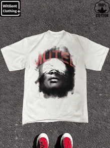 Witllent Women's 100% Cotton Muted Print T-Shirt T- Shirt, Women's Christmas 220g Heavy Cotton T-Shirt (1 PC) - trắng - Xem 1