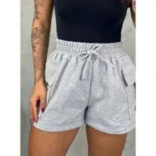 WOMEN'S SWEATSHIRT CARGO SHORTS WITH SIDE POCKETS Summer - 灰色 - 查看 2