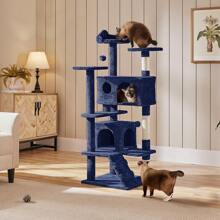 54in Cat Tree Tower Condo Furniture Scratch Post For Kittens Pet House Play - Navy Blue - View 3